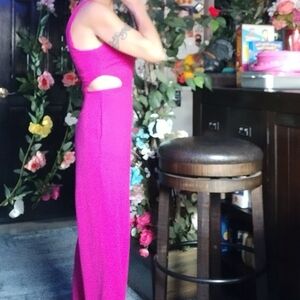 Vibrant Pink Cutout Jumpsuit